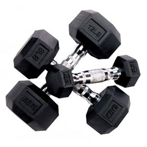 Keys Fitness Rubber Hex Dumbbells Keys Fitness Rubber Hex Dumbbells